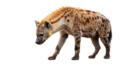 Fototapeta premium A captivating shot of a spotted hyena in its natural environment, walking with purpose.