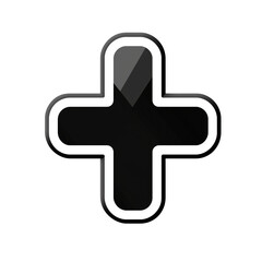 Fototapeta premium Sticker-style illustration of a plus sign with a simple outline, minimal and clean design, isolated on white background in a modern and symbolic vector graphic for math, UI, or conceptual use
