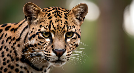 Obraz premium Close-Up of Wild Jaguar with Intense Stare in Nature 