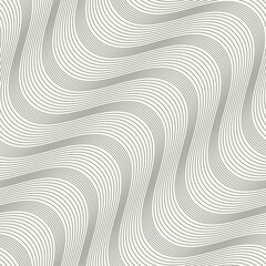 Seamless vector pattern with thin wavy diagonal stripes. Monochrome geometric background with abstract, striped design. Ideal for use as a swatch in Adobe Illustrator.