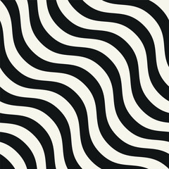 Seamless vector pattern with bold wavy stripes. Monochrome geometric background with abstract, striped design. Ideal for use as a swatch in Adobe Illustrator.