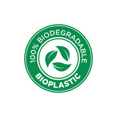 100% Biodegradable BIO Plastic Black Symbol Vector