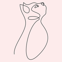 Cat continuous line drawing. One line vector drawing.
