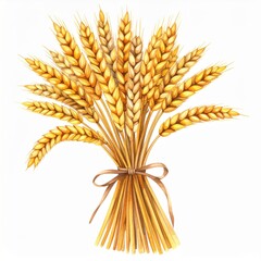 Golden Wheat Sheaf Watercolor Painting