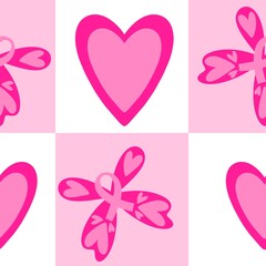 Breast cancer month seamless pink ribbon day mammogram pattern for medical accessories and medicine textiles