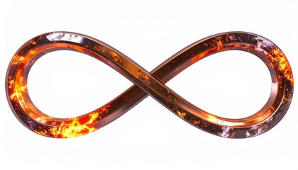 Fiery Infinity Symbol: Orange Metal Loop with Flames