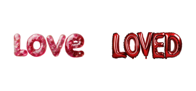 Celebrating love and affection artistic text design digital. Cut out png set