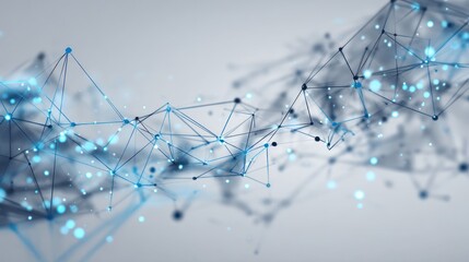 Abstract Representation of Digital Data Network with Glowing Connections on a Gradient Background, Concept of Technology, Communication, and Innovation in Science and Research Development Fields.