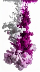 Abstract Purple And White Ink Swirls In Water