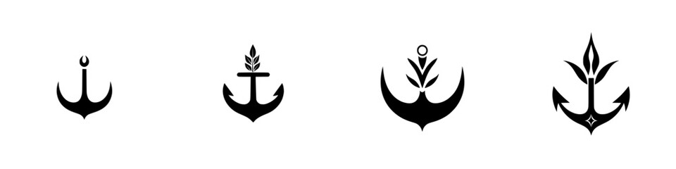 Obraz premium Stylish icon set featuring various anchor designs showcasing creativity and versatility