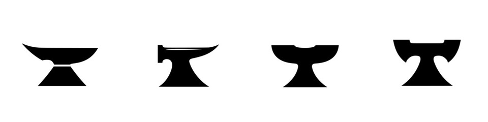 Obraz premium Collection of various anvil icons in a minimalist style suitable for design projects and craftsmanship related themes