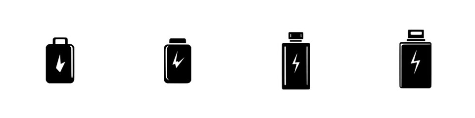 Obraz premium Icon set showcasing various battery designs representing energy storage solutions in a modern context