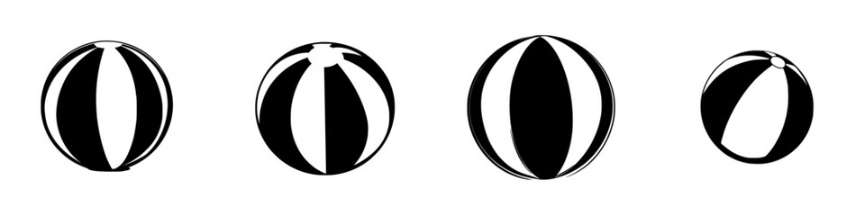 Icon set featuring striped balls in various orientations for creative design projects