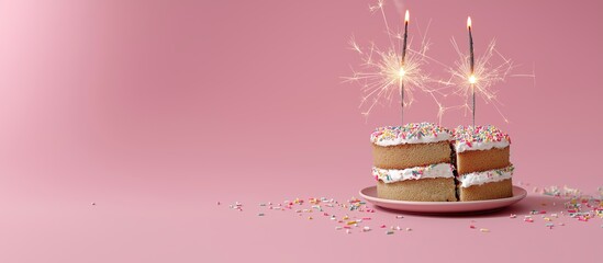 Birthday Cake Celebration – Elegant Sparkler Candles and Pink Aesthetic