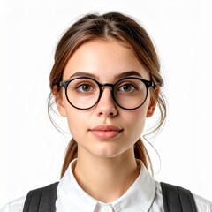 Obraz premium Portrait of a Young Woman with Glasses