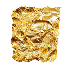 Wrinkled Gold Foil Paper isolated on transparent or white background	
 