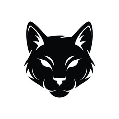 Obraz premium Stylized Black Cat Head Vector Illustration Fierce Feline Design for Logos, Prints, and More