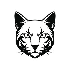Majestic Cat Head Vector Illustration Black and White Feline Portrait, Perfect for Logos, Prints, and Designs