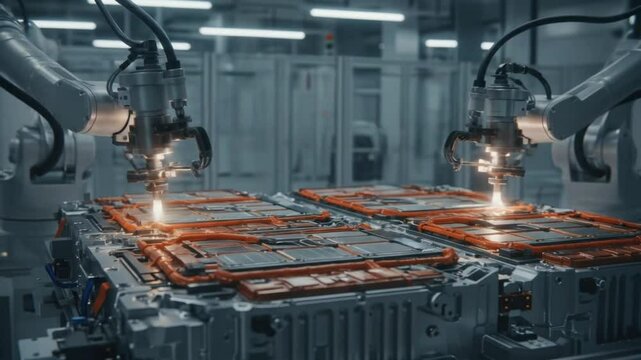Electric vehicle battery pack assembly automation robotic arm technology manufacturing process
