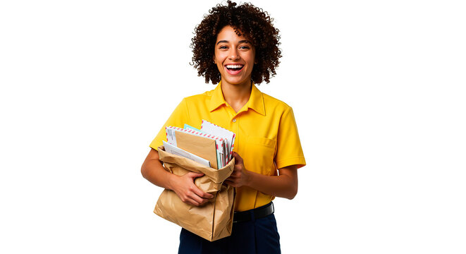 A smiling postal worker delivers mail, bringing joy and communication to your doorstep. - Powered by Adobe