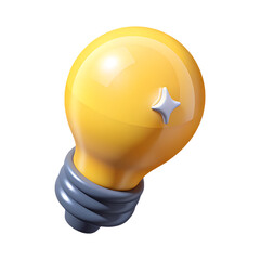 Shiny yellow 3d lightbulb idea icon illustration