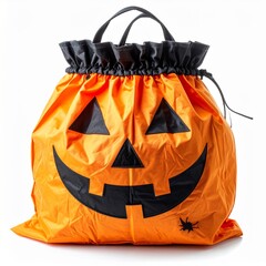 Orange Halloween Pumpkin Treat Bag with Black Face