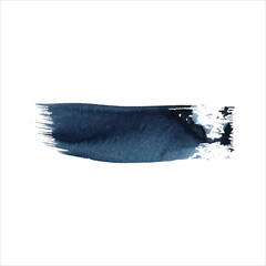 Large dark blue vector watercolor brush strokes. Indigo color strokes on the paper texture for posters, banner, template postcard design. Abstract background hand-painted. Water stains for design