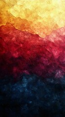 A vibrant abstract background featuring a gradient of warm colors transitioning from golden yellow to deep red and blue, perfect for artistic designs.