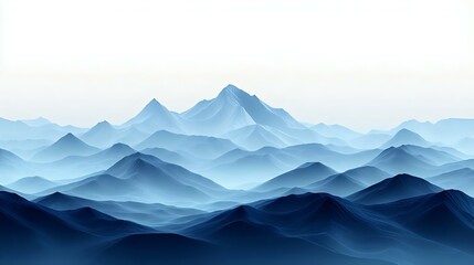 Abstract blue mountain landscape with smooth curves and gradients, evoking tranquility and depth. Perfect for backgrounds and wallpapers.