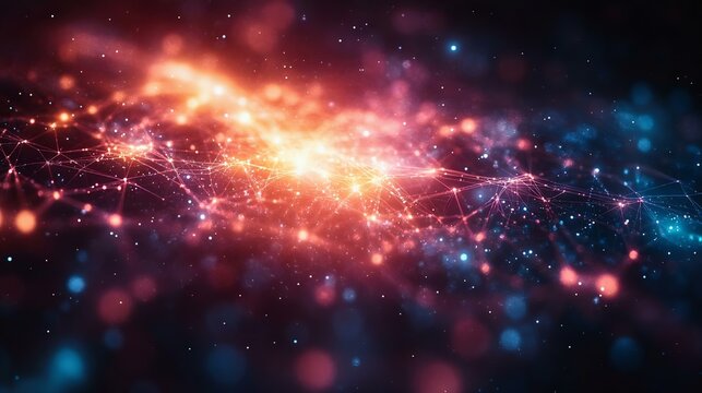 Stunning abstract representation of a cosmic network, featuring vibrant colors and luminous lights in a starry background, perfect for digital art.