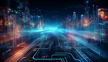 Fototapeta premium ai technology and digital connections n futuristic holographic interface