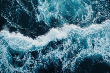 Fototapeta premium An aerial view of the ocean, with waves crashing against each other in an intense display of power and beauty Generative AI