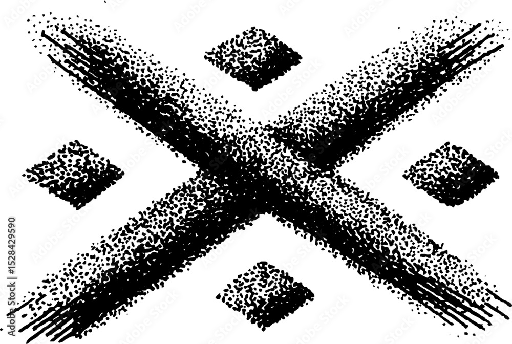Poster geometric abstract design with stippling ink and halftone patterns for art projects