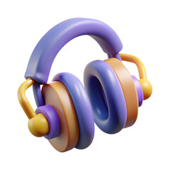 Colorful 3d render of stylish headphones music audio