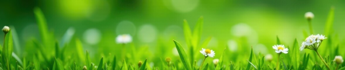 Blurred background of lush green grass with clusters of white Filipendula ulmaria flowers , field, idyllic, white