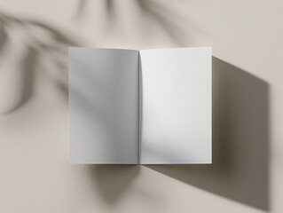 Minimalist white A5 leaflet mockup, blank design with ample white space ready for custom text or graphics