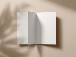 Minimalist white A5 leaflet mockup, blank design with ample white space ready for custom text or graphics