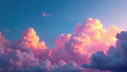 Bold, colorful clouds fill a vast sky, low angle , cloud cover, heaven