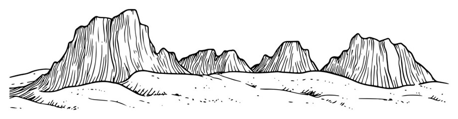 desert plateau and rocky mountain range illustration