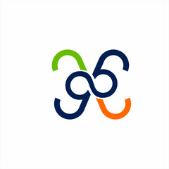 Abstract number 96 logo design with infinity and butterfly concept.