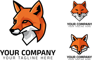 Fototapeta premium Geometric Fox Head Logo Set