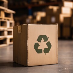 Eco-Friendly Parcel with Recycling Mark – Modern Delivery and Green Practices
