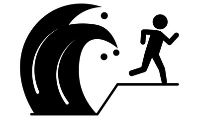 津波から避難する人物のピクトグラム