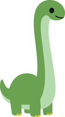 Friendly Green Long-Neck Dinosaur (Brontosaurus) Cartoon Vector