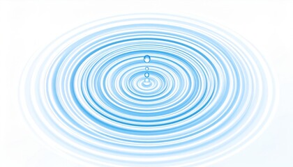 Blue Water Drop Ripples on White Background