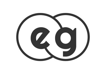 EG business company emblem with outline rounds and letters e g. Logo template of two merged circles for brand identity, logotype. Vector Infinity symbol