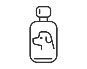 Minimalist line art of a bottle with a dog silhouette inside, suitable for pet care or veterinary designs. Clean, simple, and conveys trust. Vector graphic ideal for logos.