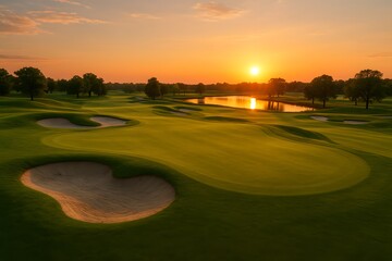 Sunset Golf Course Elegance for Sports Lifestyle Content