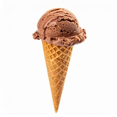 Single Scoop of Chocolate Ice Cream in a Waffle Cone