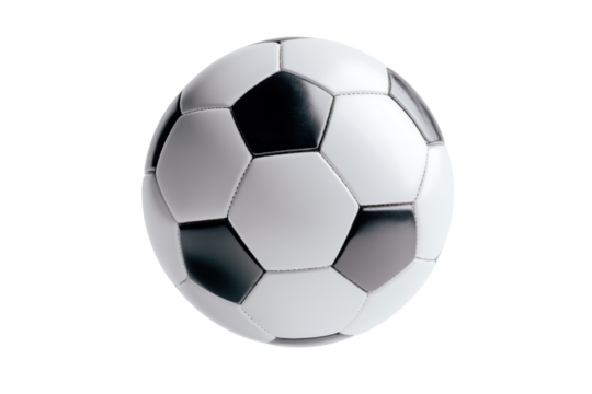 A classic black and white soccer ball, perfect for sports-themed designs and illustrations Isolated on transparent Background.